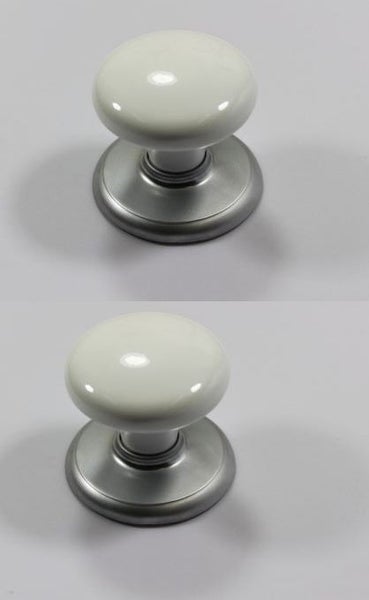 Nidus CDFWHSC Door Knob Corona Passage Set White Satin Chrome w/ Latch Carousel 2