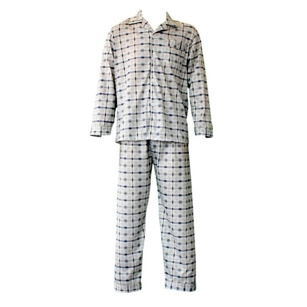 Men's 100% Cotton Light Weight Pajamas Pyjamas PJs Set Two Piece/ Blue Carousel 1