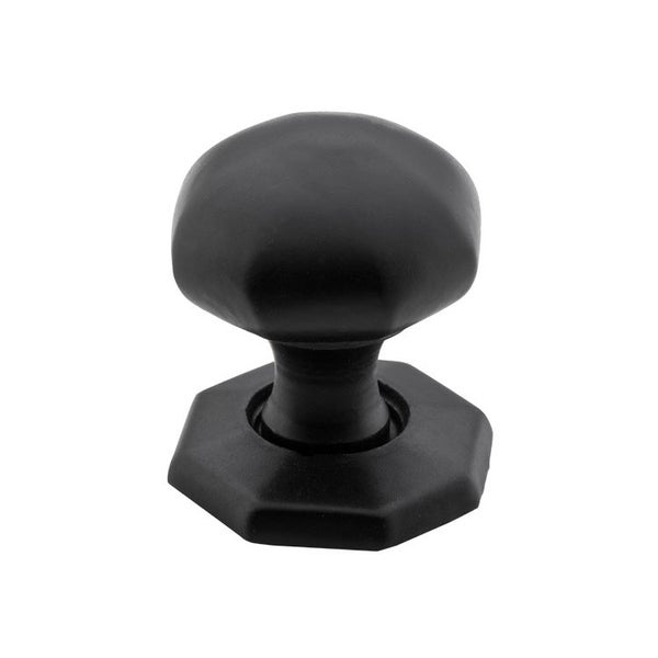 Tradco 4084MB Cupboard Knob Octagonal W Bplate CI Matt Black 25mm Carousel 1