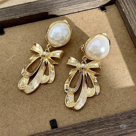 Vintage No-pierced Palace Treasure Tassel Ear Clip Earring Ancient Color Glass Carousel 1