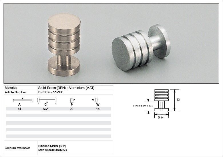Kethy Cabinet Knob DK8214-BRN DK Series Uhura Solid Brass Brushed Nickel Carousel 2