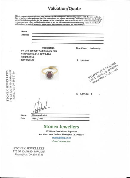 9ct Gold Genuine Ruby & Diamond ring Carousel 8