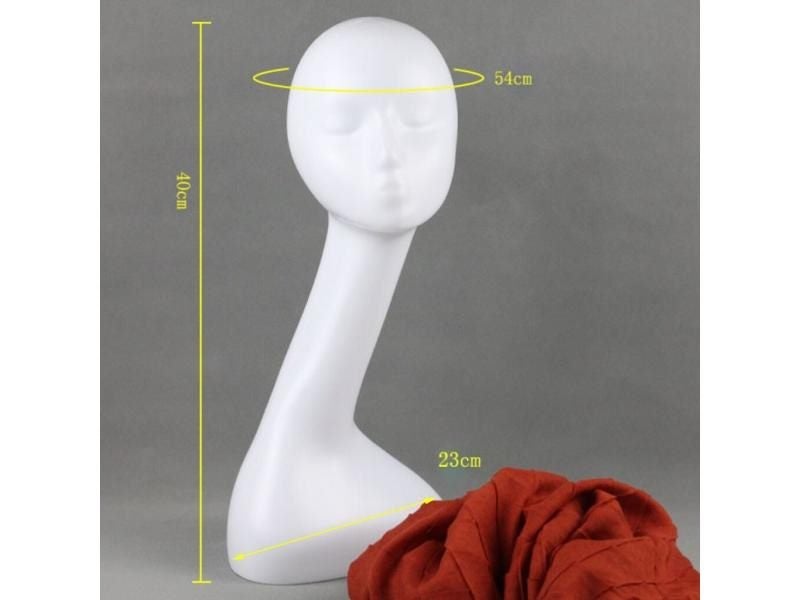 White Abstract Mannequin Female Head Model Dummy Hair Hats Glasses Necklace Carousel 1