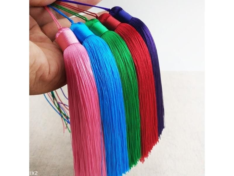 Customizable 12cm Polyester Tassels With Hanging Ring Silk Sewing Bang Tassel Carousel 2