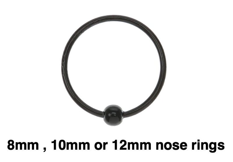 Z848B) BLACK nose RING >> STERLING SILVER > BEST PRICE > Carousel 1