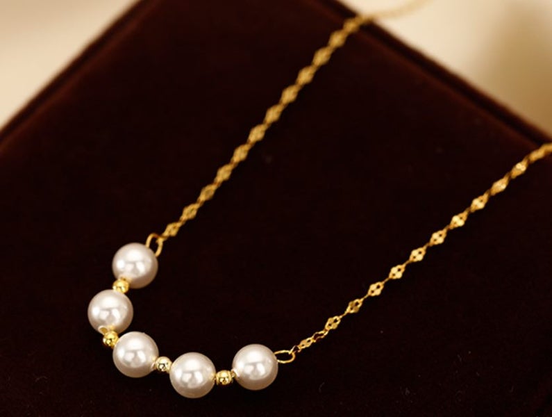 Pearl Necklace Stainless Steel 18k Gold Plated Necklace Carousel 2