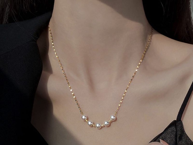 Pearl Necklace Stainless Steel 18k Gold Plated Necklace Carousel 3