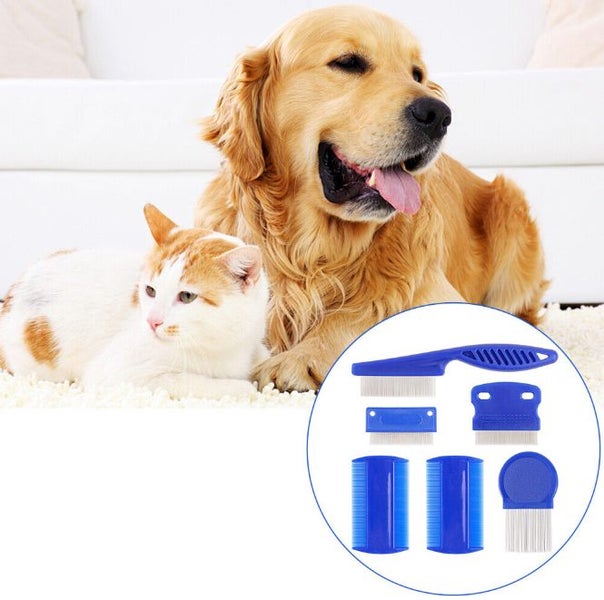 6Pcs Fine Teeth Cat Dog Flea Comb Set Pet Grooming Massage Multifunctional Carousel 1