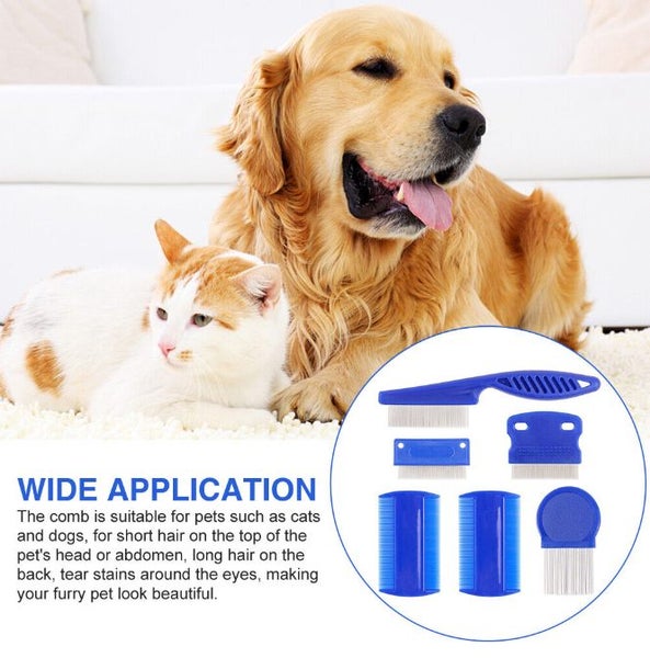 6Pcs Fine Teeth Cat Dog Flea Comb Set Pet Grooming Massage Multifunctional Carousel 2
