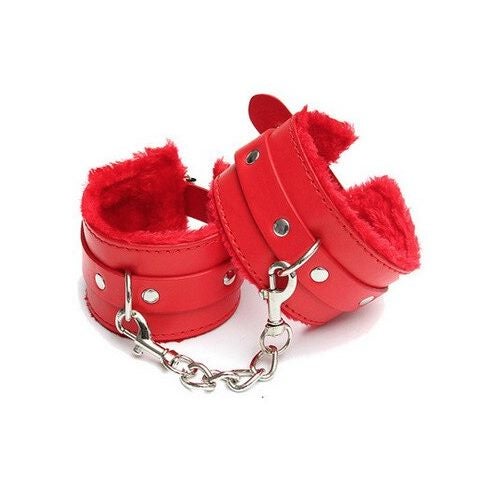 Bondage Fur Cuffs - Red Carousel 1