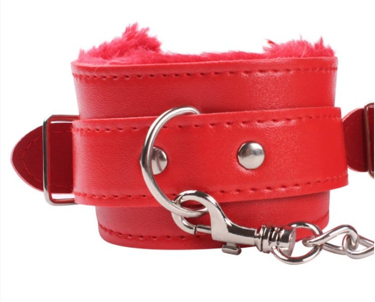 Bondage Fur Cuffs - Red Carousel 2