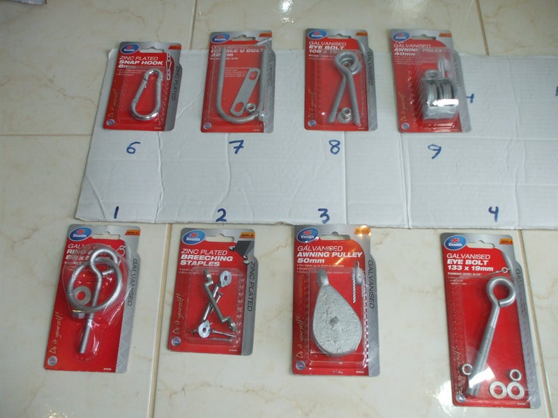 S. Cheap 8 Types Fittings (Eye Bolt,Pulley, Ring Bolt, Snap Hook,U Bolt, Staples Carousel 1