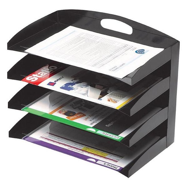 Marbig organiser desktop metal 4 tier black Carousel 1