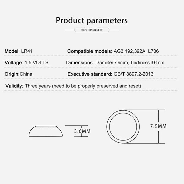 PANASONIC 10pcs AG3 / LR41 / G3A Button Cell Batteries 1.5V62948104764673114