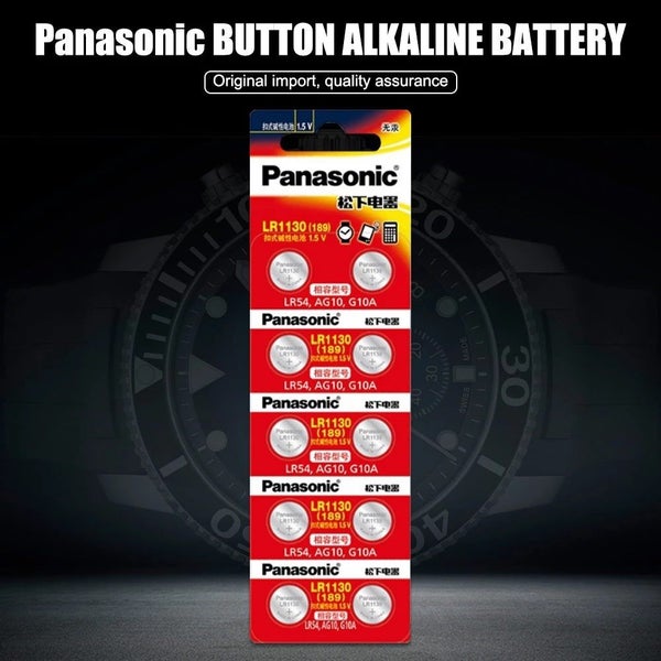 PANASONIC 10pcs AG10 / LR54 / LR1130 / G10A Button Cell Batteries 1.5V62935704267779111