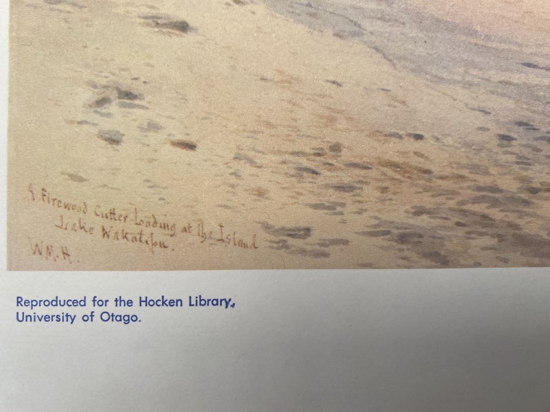 OLD PRINT: A Firewood Cutter Loading at the Island Lake Wakatipu by W. Hogkins Carousel 3