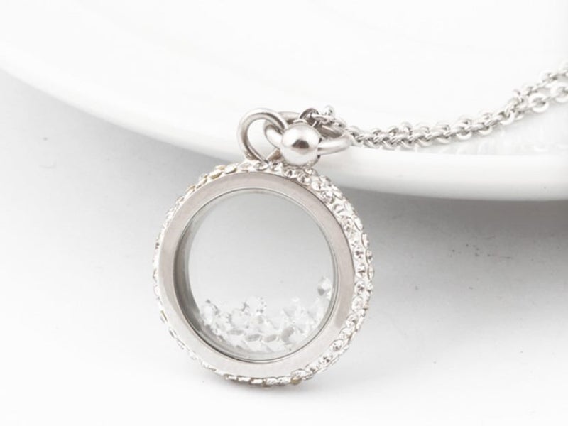 Necklace Round CZ Stainless Steel Necklace Steel Color Necklace Carousel 1
