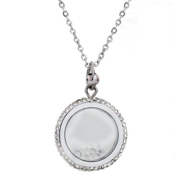 Necklace Round CZ Stainless Steel Necklace Steel Color Necklace Carousel 2