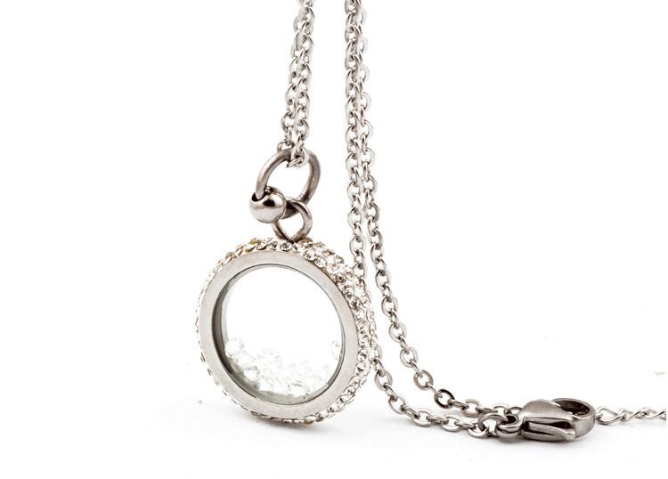 Necklace Round CZ Stainless Steel Necklace Steel Color Necklace Carousel 3
