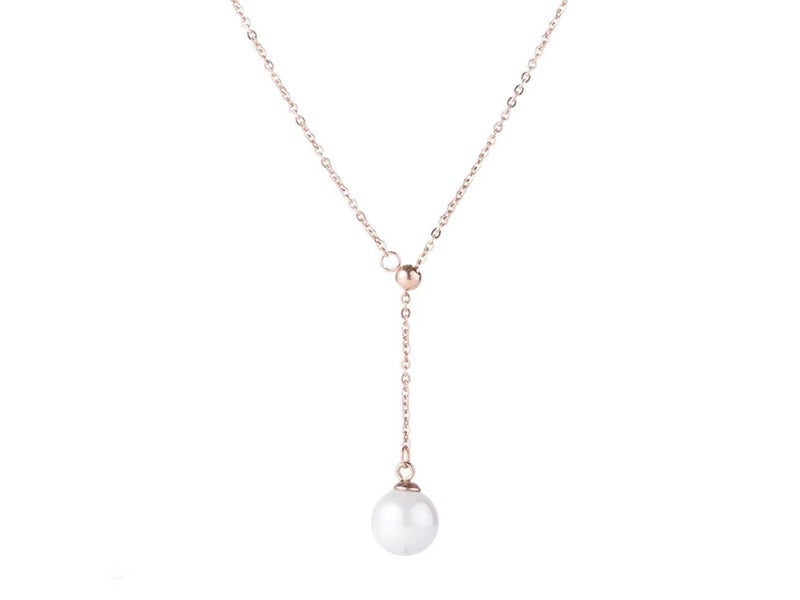 Necklace Pearl Tassel Stainless Steel 18K Gold Plated Necklace Carousel 1
