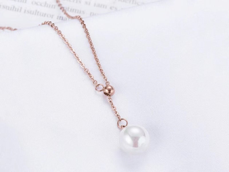 Necklace Pearl Tassel Stainless Steel 18K Gold Plated Necklace Carousel 2