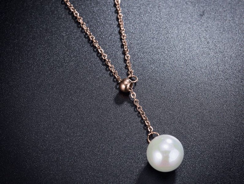 Necklace Pearl Tassel Stainless Steel 18K Gold Plated Necklace Carousel 4
