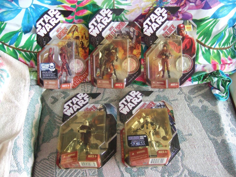 star wars 30th anniversary figures x 5 - 3 with coins new in packets Carousel 2
