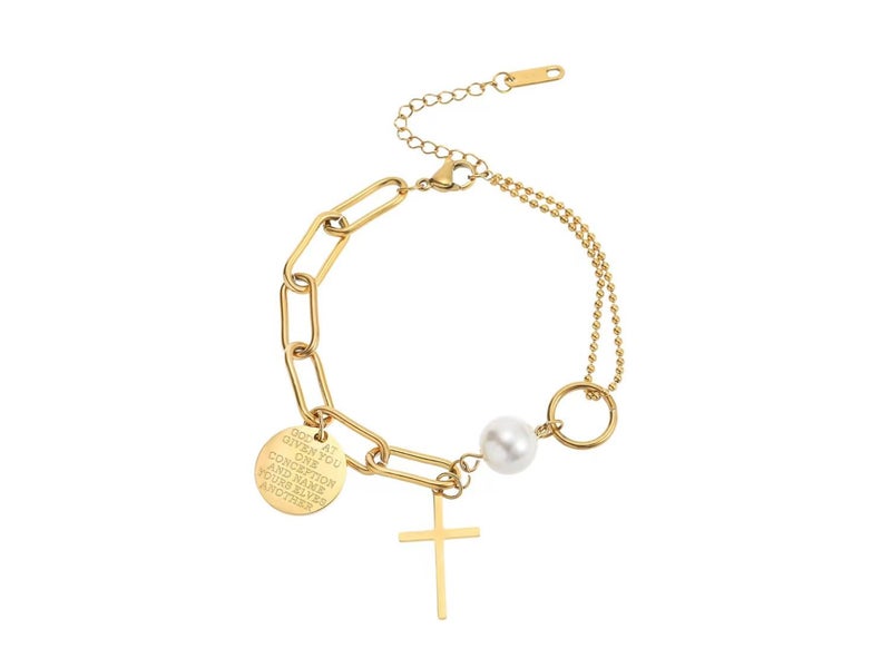 Cross Pendant Pear Bracelet Stainless Steel Bracelet Carousel 1