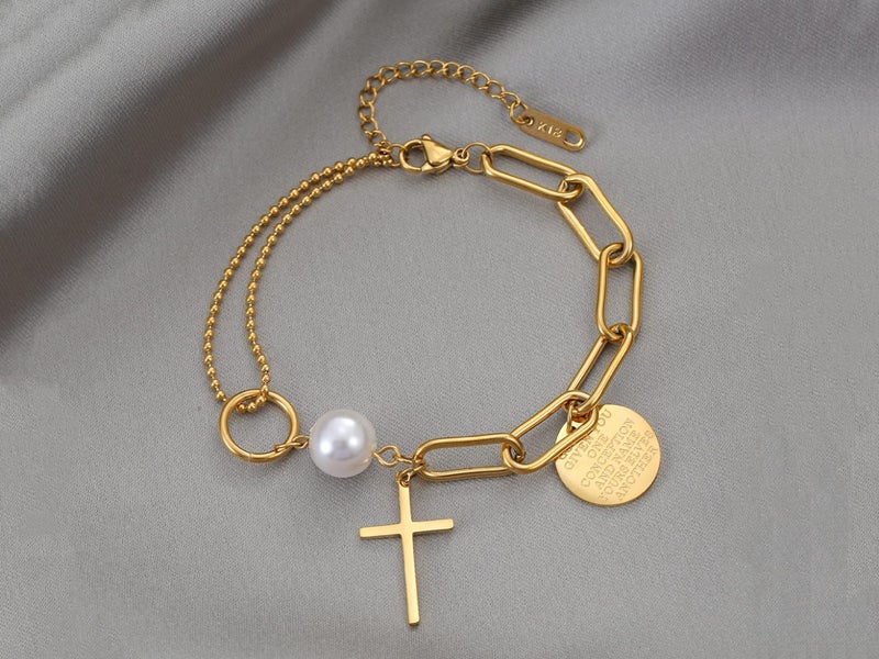 Cross Pendant Pear Bracelet Stainless Steel Bracelet Carousel 2