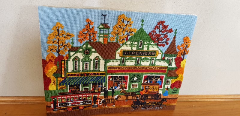 Vintage Charles Wysocki Needlepoint Carousel 1