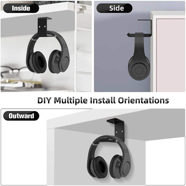 Headphones Hook Mount, Under Desk Space Saving Headset Holder Carousel 5