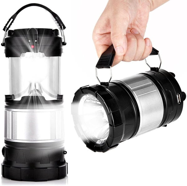 Solar Camping Lantern, 2-in-1 Rechargeable Handheld Flashlights, Collapsible Led Carousel 1