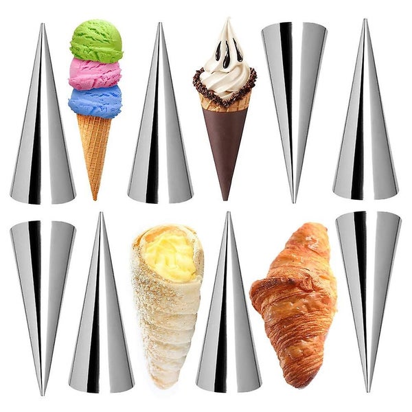12pcs Stainless Steel Baking Cones Diy Pastry Cream Horn Moulds Conical Tube Con Carousel 1