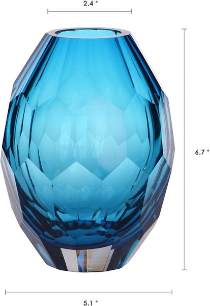 Home Decor Gift Art Glass Vase With Hand Blown Cutting Modern Flower Tabletop Ce Carousel 5