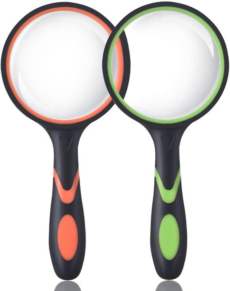 (2 Pcs) 10x Magnifying Glass, Handheld Reading Magnifier, 75mm Magnify Glasses L Carousel 1