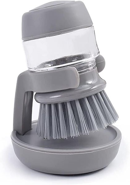 Soap Dispensing Palm Scrub Brush With Drip Tray, Washing Brush For Dishes Pots P Carousel 1