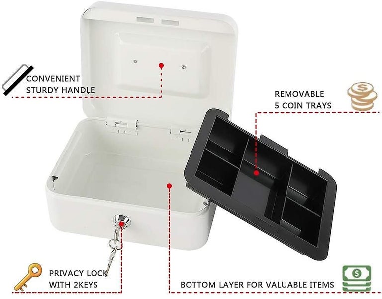 Medium Cash Box With Money Tray,small Safe Lock Box With Key Carousel 2