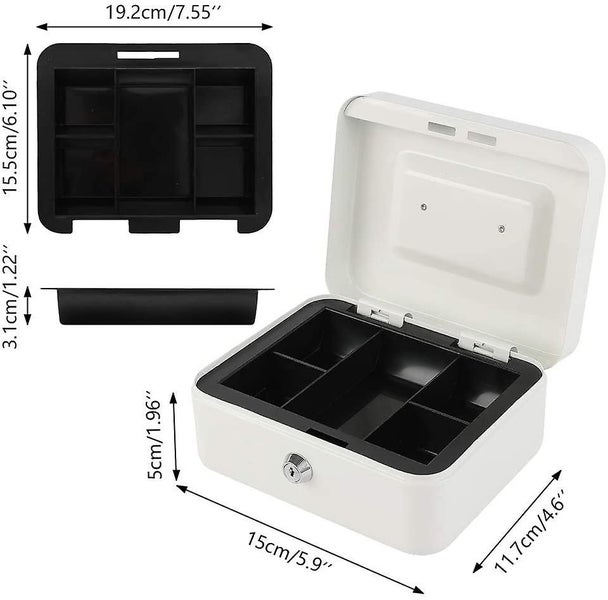 Medium Cash Box With Money Tray,small Safe Lock Box With Key Carousel 5