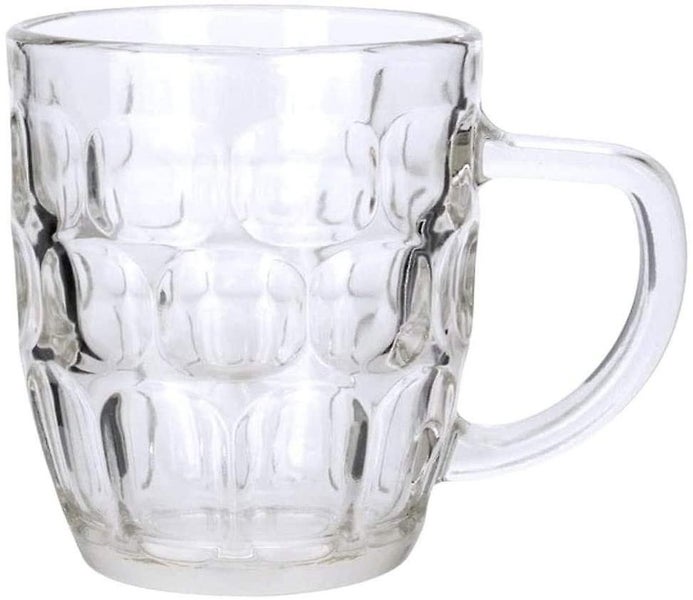 Glass Dimpled Stein Beer Mug With Large Handle - 18 Oz. , Dishwasher Safe , For62985126152707111