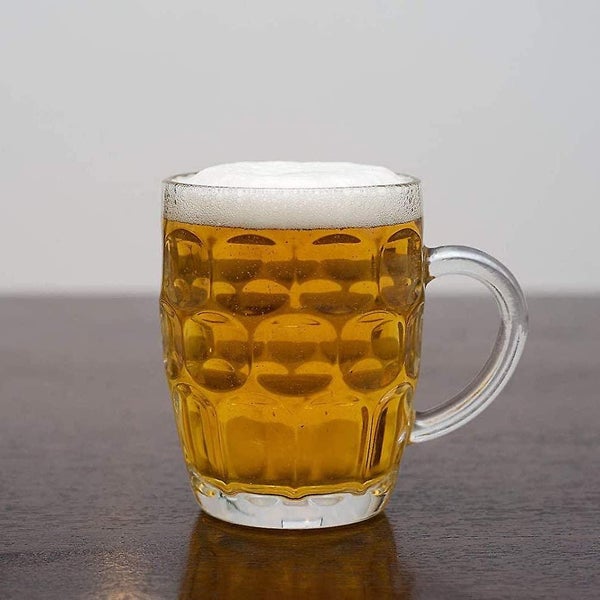 Glass Dimpled Stein Beer Mug With Large Handle - 18 Oz. , Dishwasher Safe , For62985126152707112