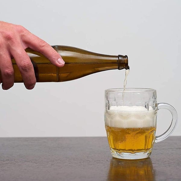 Glass Dimpled Stein Beer Mug With Large Handle - 18 Oz. , Dishwasher Safe , For62985126152707113
