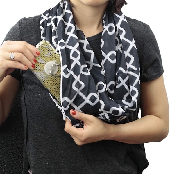 Pop Fashion Women Chain Link Pattern Infinity Scarf Wrap Scarf With White Zipper Carousel 2