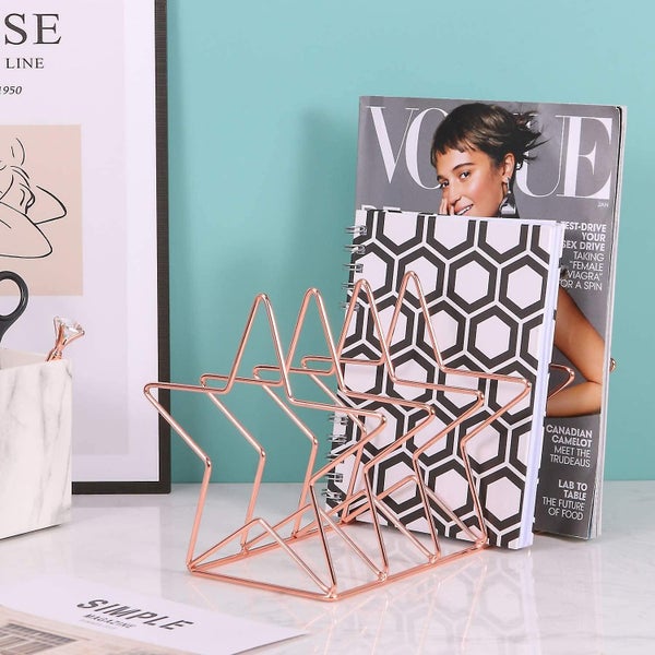 Magazine Holder File Sorter, Metal 5 Slot Desk Organizer Rack For Document, Fold Carousel 3