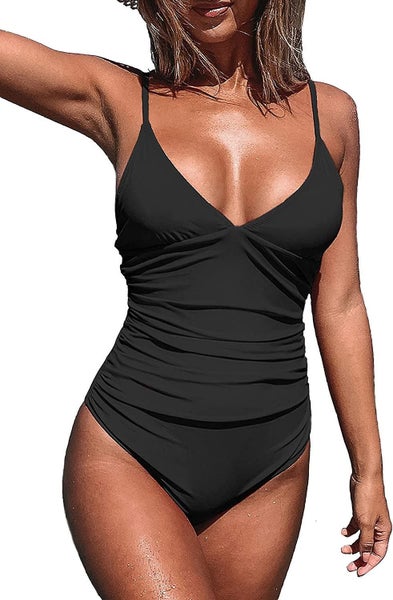 Women's One Piece Swimsuit Tummy Control V Neck Bathing Suits Carousel 1