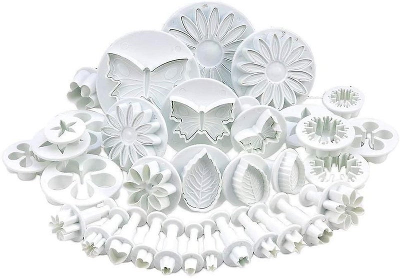 33 Piece Fondant Cake Cookie Plunger Cutter Flower Leaf Butterfly Heart Shape De Carousel 1