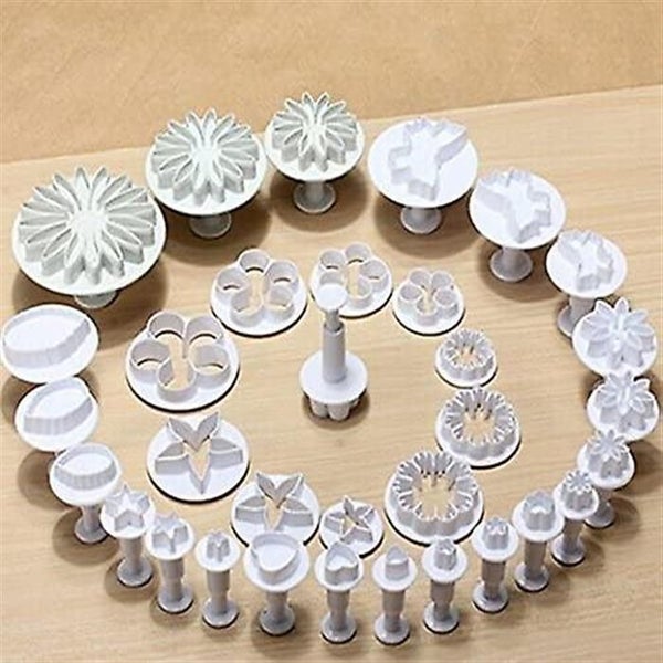 33 Piece Fondant Cake Cookie Plunger Cutter Flower Leaf Butterfly Heart Shape De Carousel 2