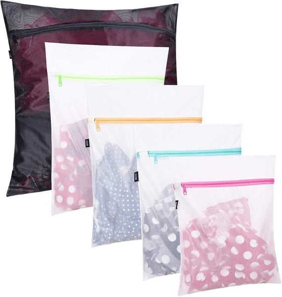 Set Of 5 Mesh Laundry Bags-1 Extra Large, 2 Large & 2 Medium Bags Laundry,blouse Carousel 1