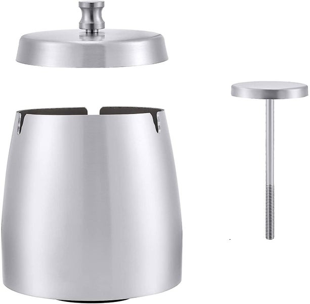 Ashtray Stainless Steel With Lid, Windproof Table Ashtray For Cigarettes, Modern Carousel 2