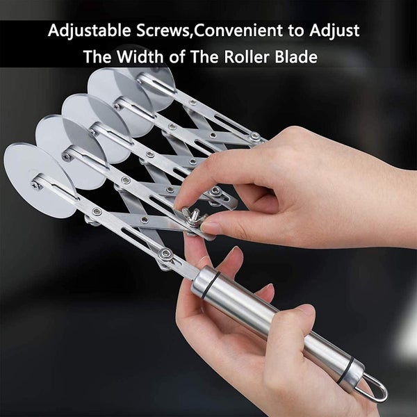 Dough Cutter, Pizza Cutter Stainless Steel 5 Wheels Adjustable Cake Divider Pizz Carousel 5