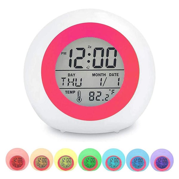 Student Digital Clock For Boys Girls, 7 Colors Changing Light Bedside Clock For Carousel 2